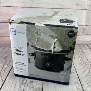 Mainstays 2 Qt Slow Cooker Matte Black Glass Lid Removable Crock